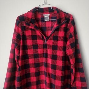 Avalanche Red and Black Checkered Fleece Top